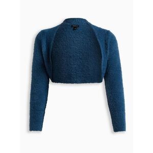 EYELASH SHRUG SWEATER OPEN NECKLINE LONG SLEEVE. SIZE 2 LAYERING CASUAL TEXTURED